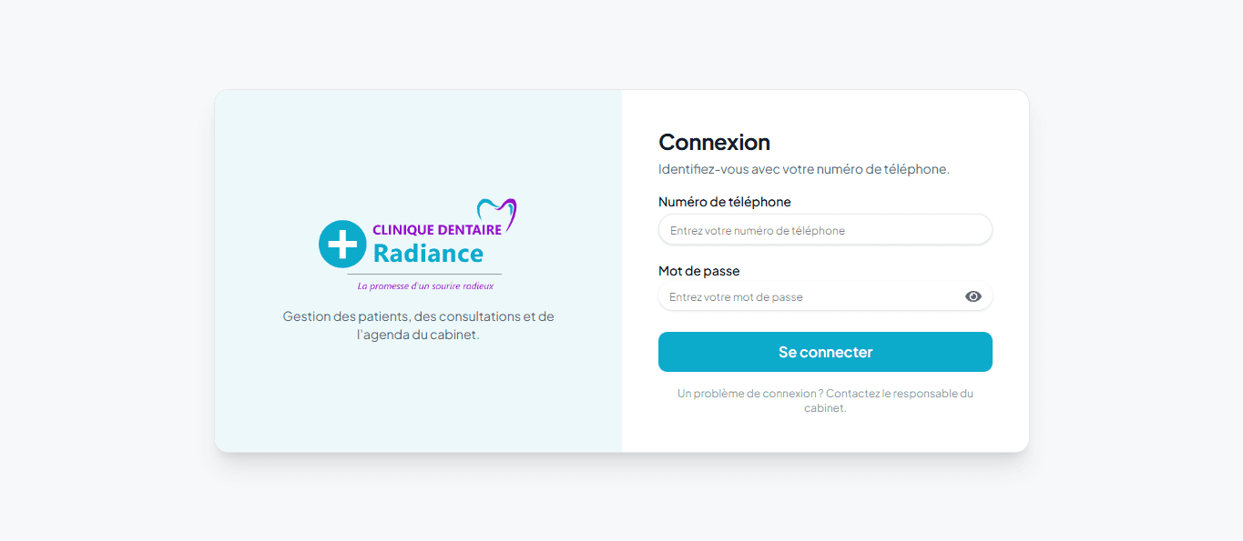 Radiance — Gestion de cabinet dentaire — capture 2