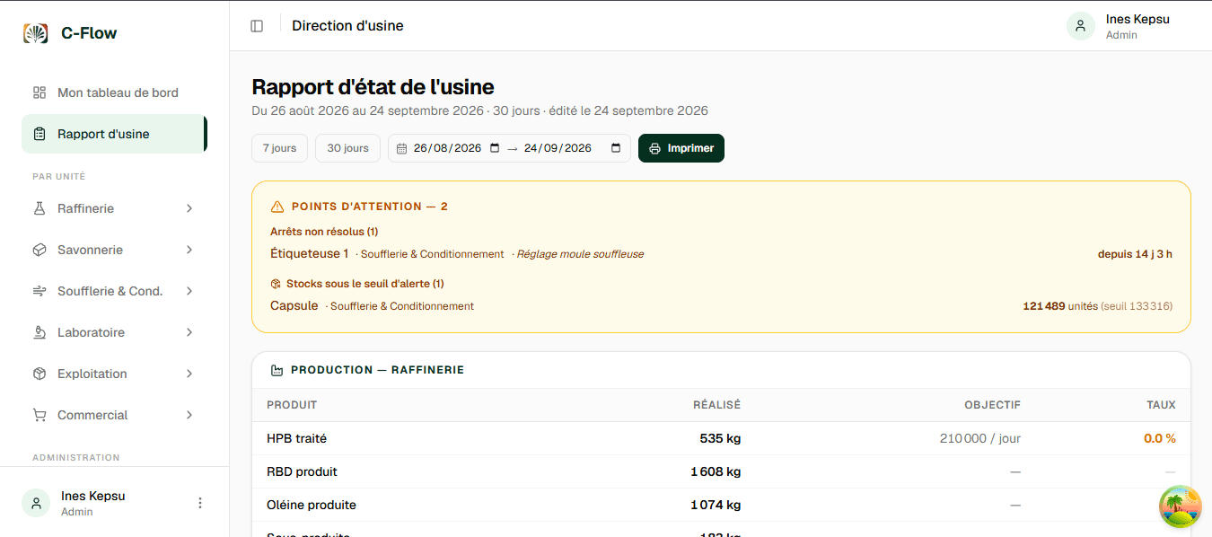 C-Flow — ERP de production industrielle — capture 1
